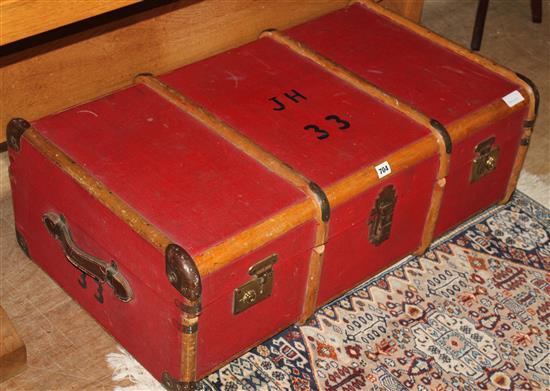 Red travel trunk